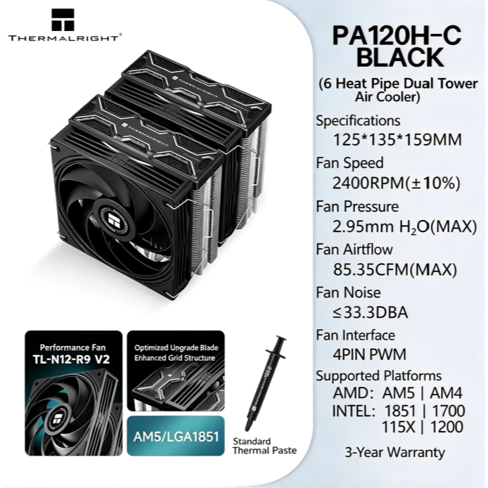 Thermalright PA120H‑C BLACK Du - Thermal Paste Cpu recension och pris